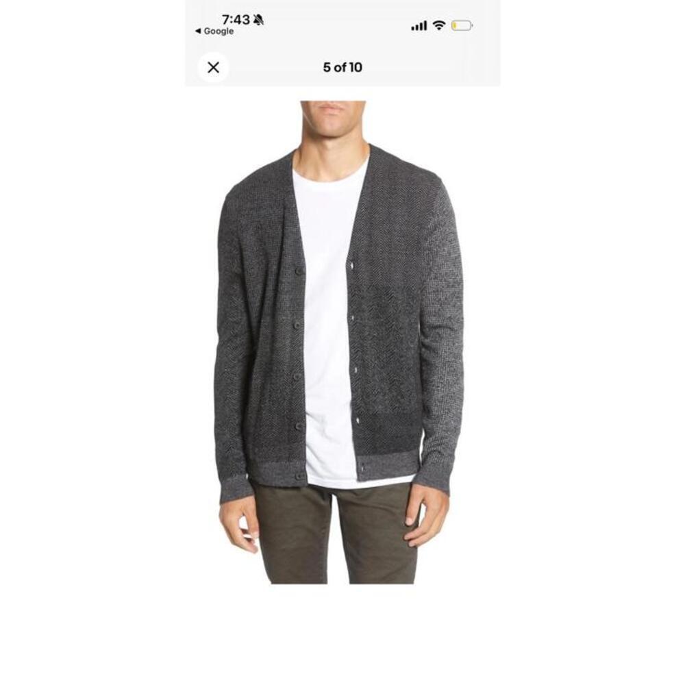 John Varvatos Alpaca/Wool/Silk Men's Herringbone Cardigan - small defect sz M